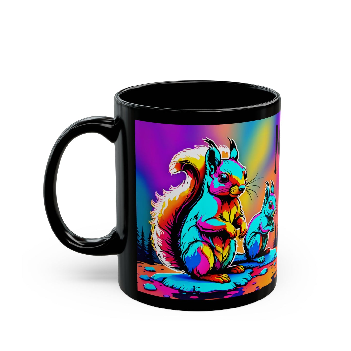 Squirrely Melt 11oz Black Mug