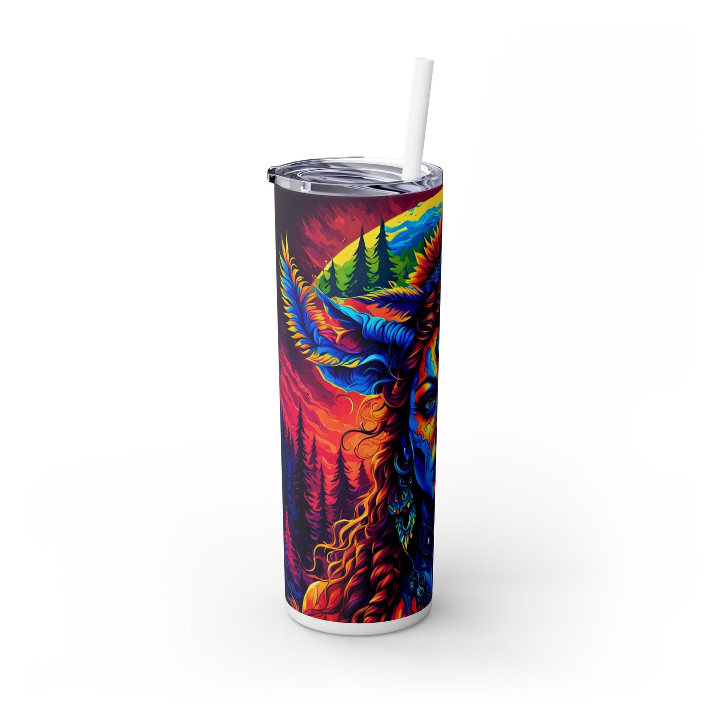 Verdant Forest Guardian Queen Skinny Tumbler with Straw, 20oz