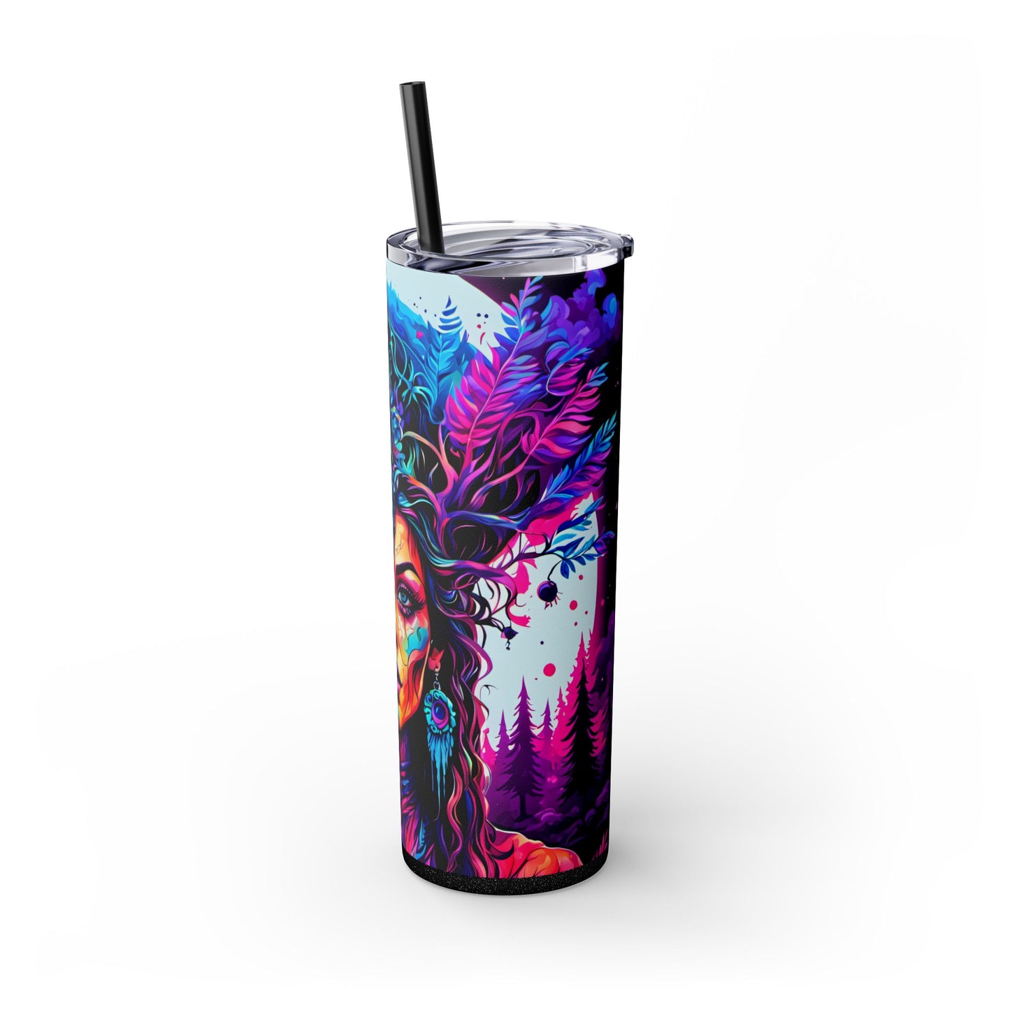 Mystical Enchanted Forest Protector Skinny Tumbler with Straw, 20oz