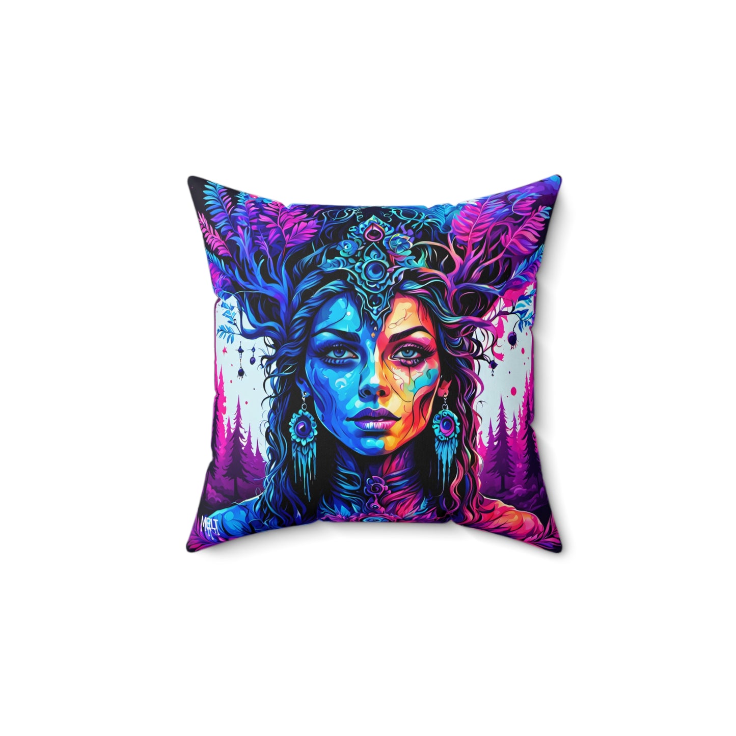 Mystical Enchanted Forest Protector Spun Polyester Square Pillow