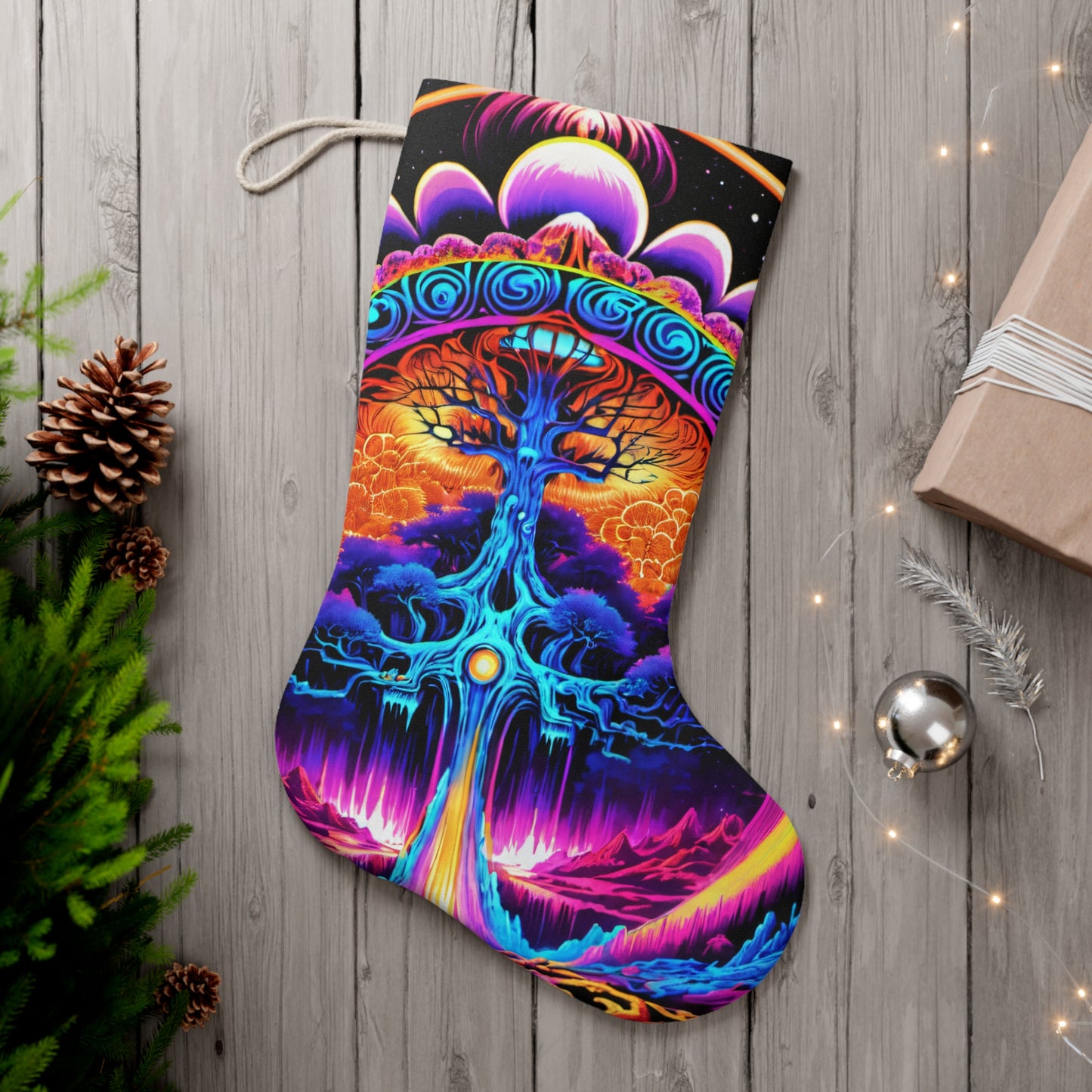 Different Tree Santa Stocking