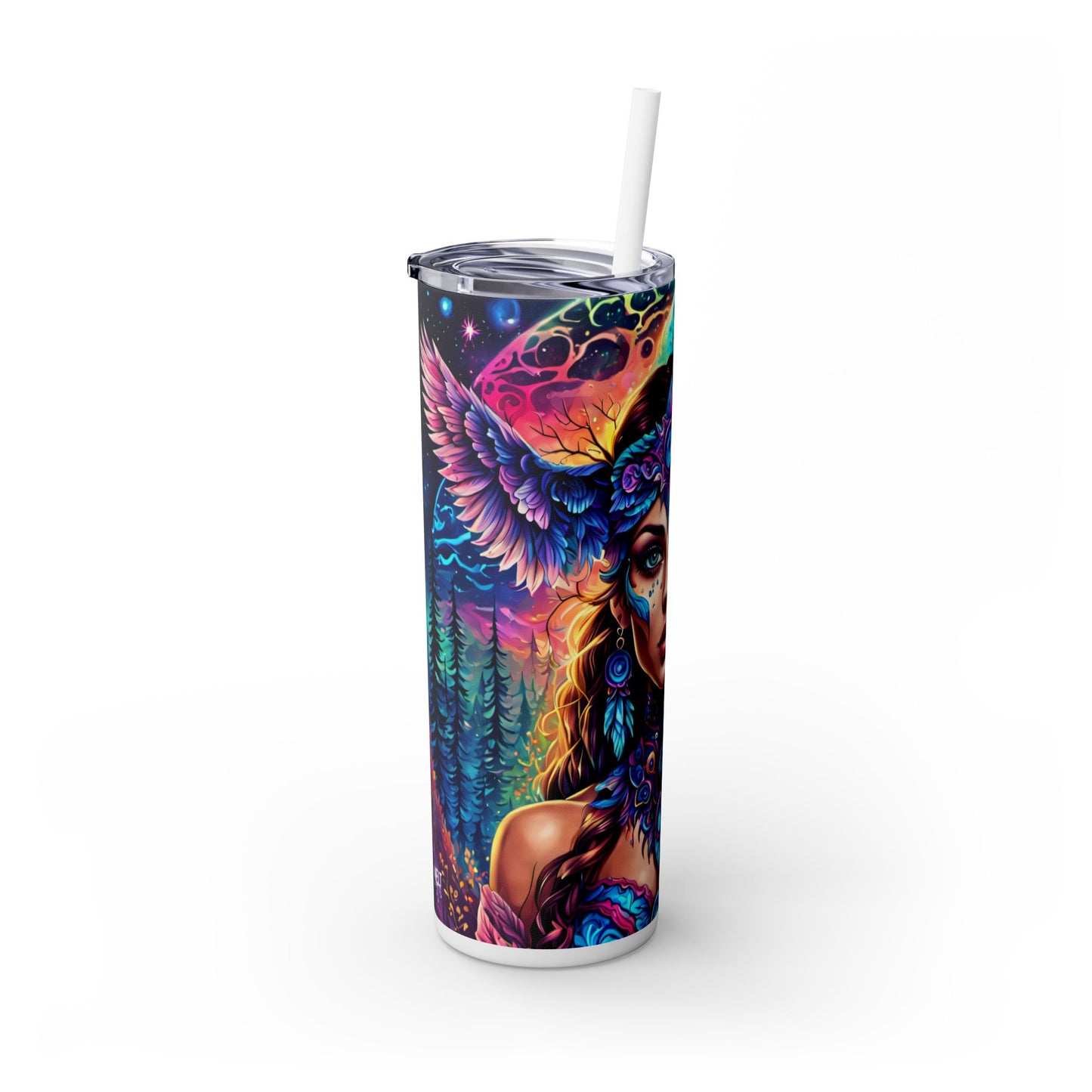 Enchanted Nebula Empress Skinny Tumbler with Straw, 20oz