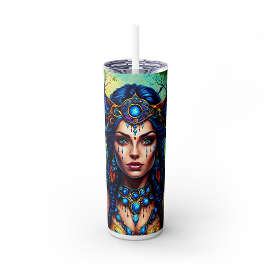 Enigmatic Forest Enchantress Skinny Tumbler with Straw, 20oz