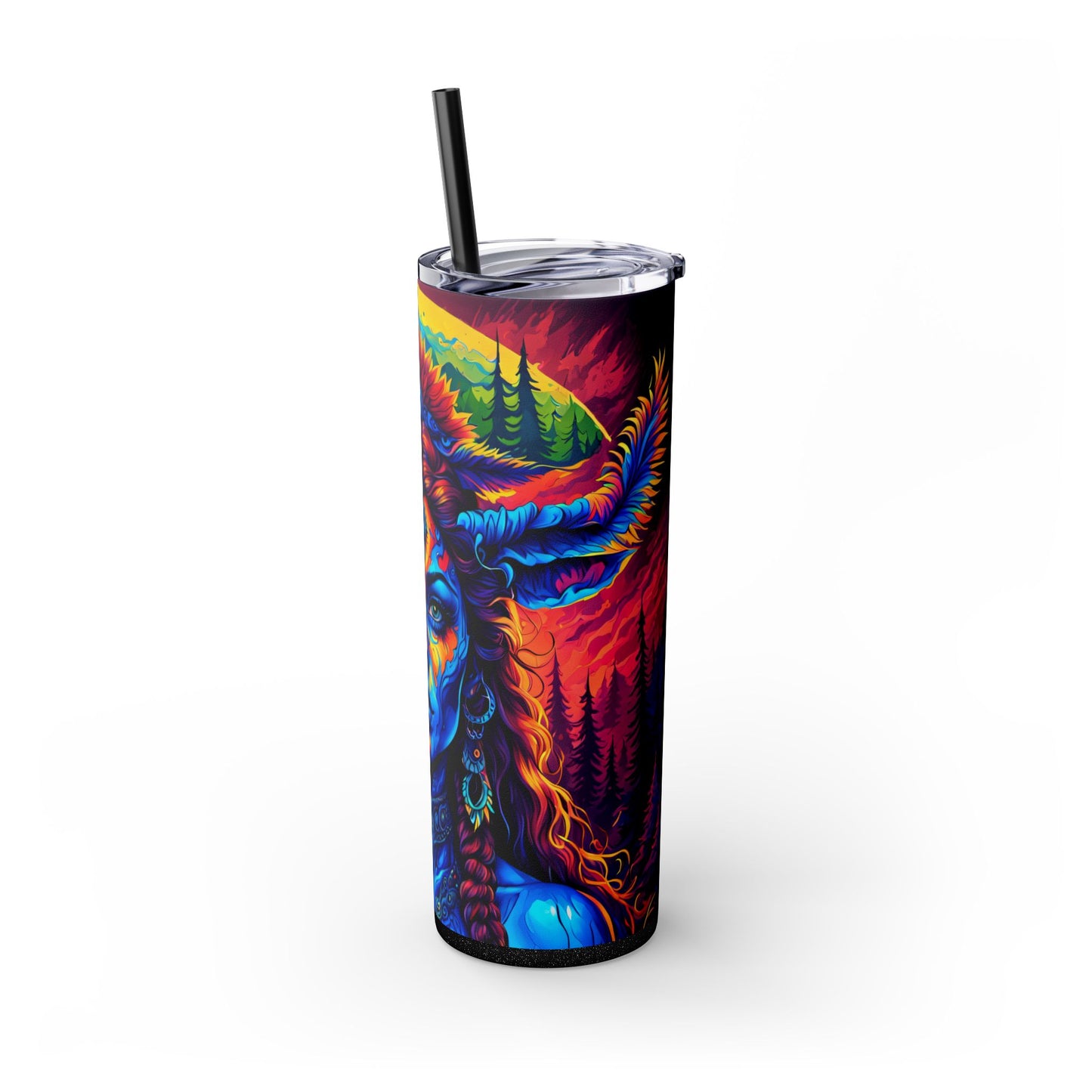 Verdant Forest Guardian Queen Skinny Tumbler with Straw, 20oz