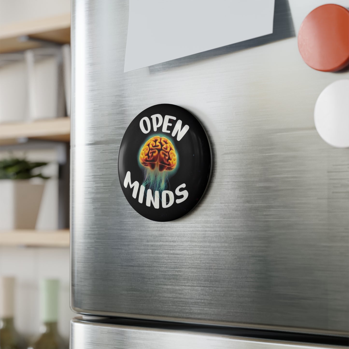 OPEN MINDS Button Magnet, Round (1 & 10 pcs)