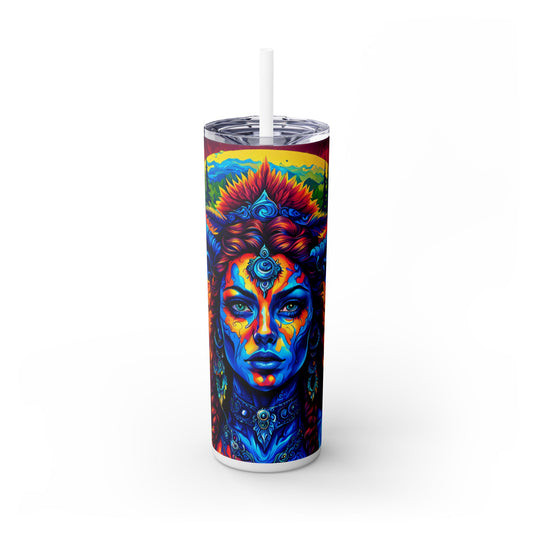 Verdant Forest Guardian Queen Skinny Tumbler with Straw, 20oz