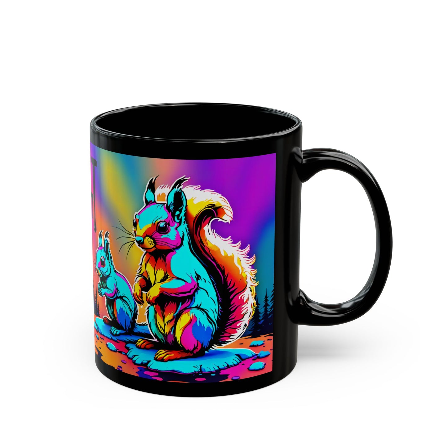 Squirrely Melt 11oz Black Mug