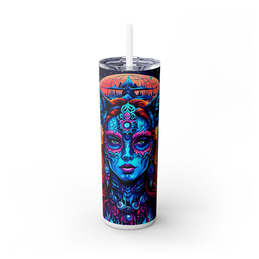 Hypnotic Mirage Queen Skinny Tumbler with Straw, 20oz