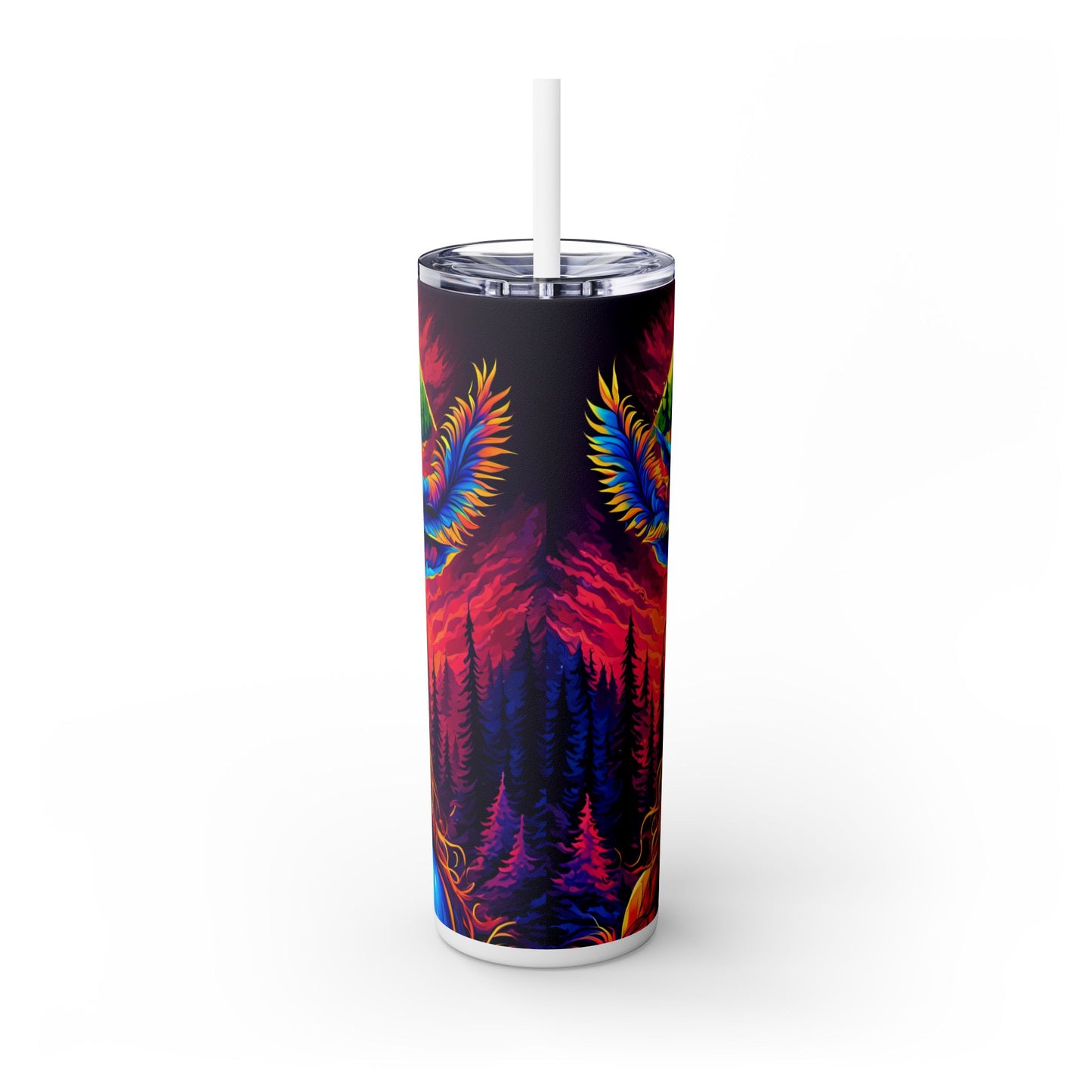 Verdant Forest Guardian Queen Skinny Tumbler with Straw, 20oz