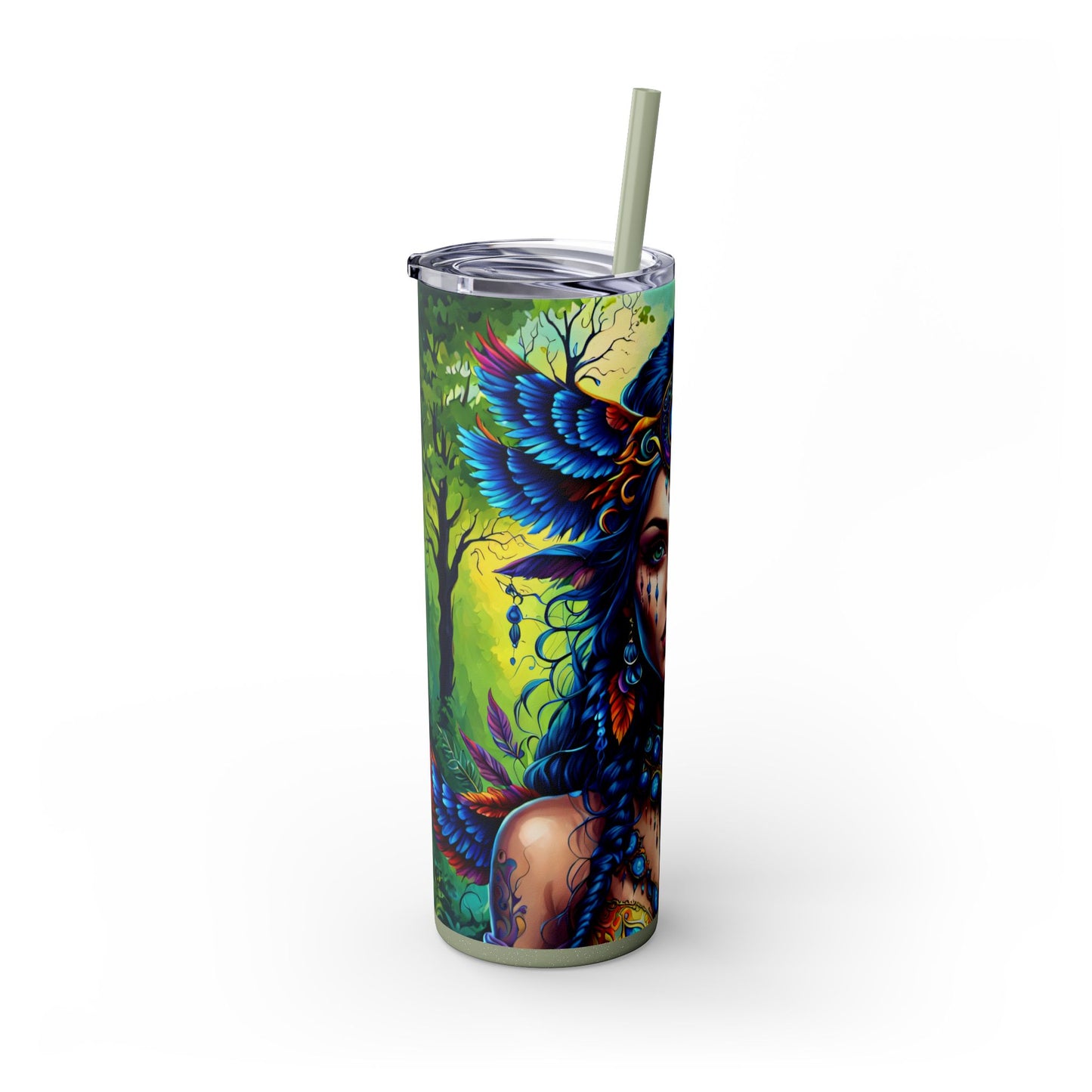 Enigmatic Forest Enchantress Skinny Tumbler with Straw, 20oz