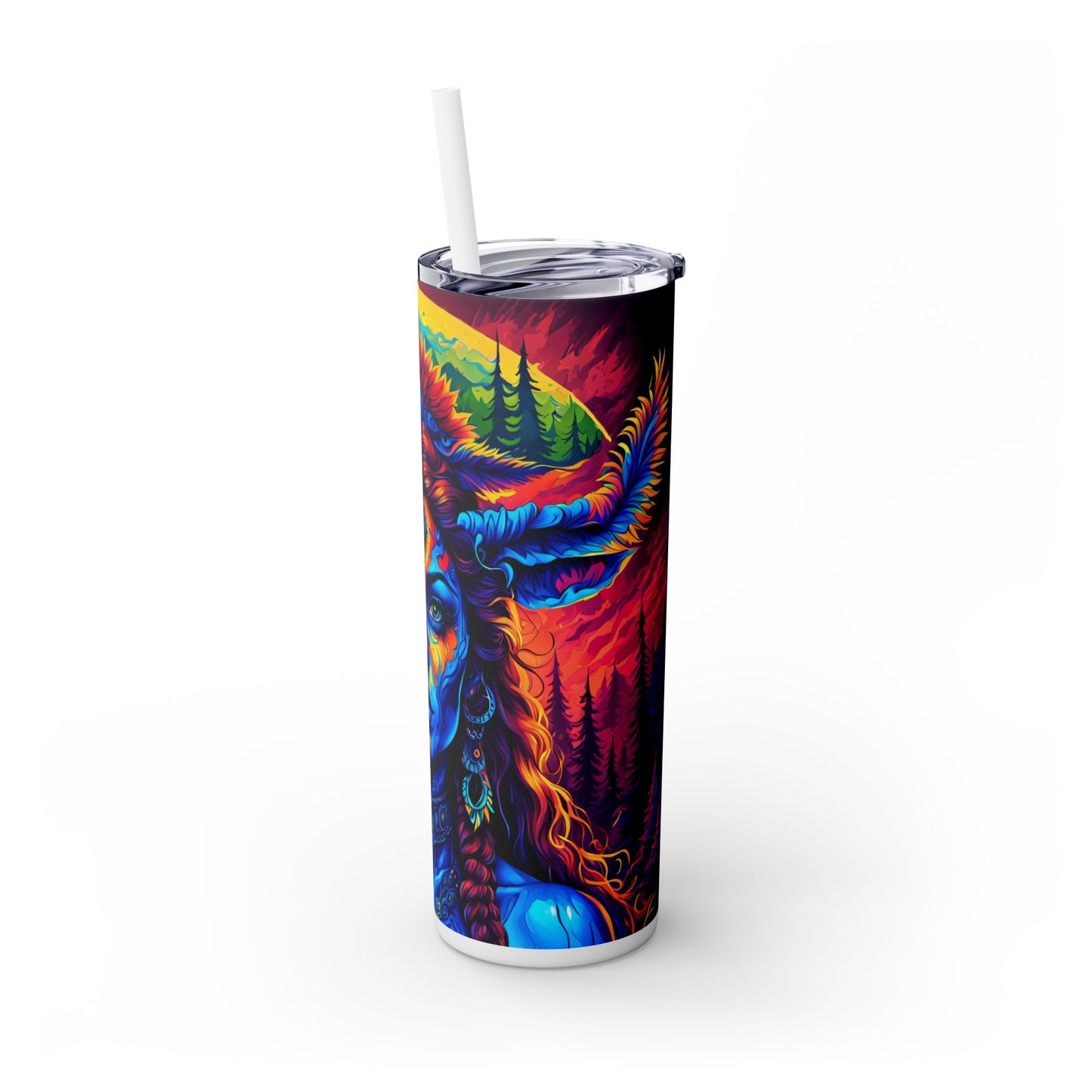 Verdant Forest Guardian Queen Skinny Tumbler with Straw, 20oz