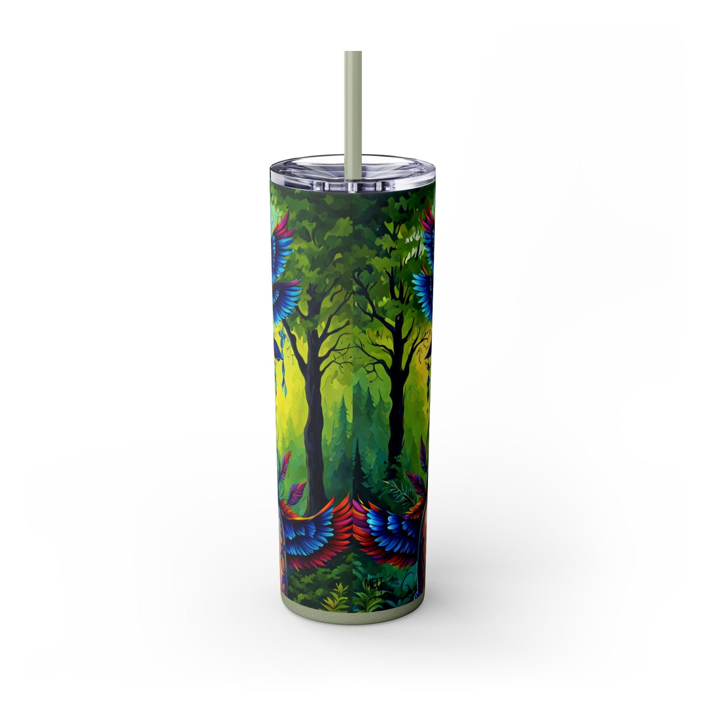 Enigmatic Forest Enchantress Skinny Tumbler with Straw, 20oz