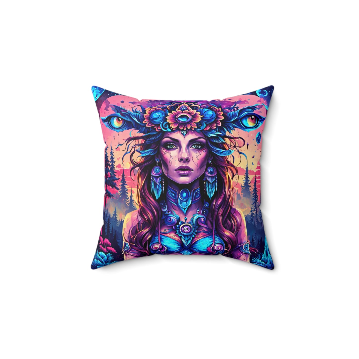 Psychedelic Nebula Empress Spun Polyester Square Pillow