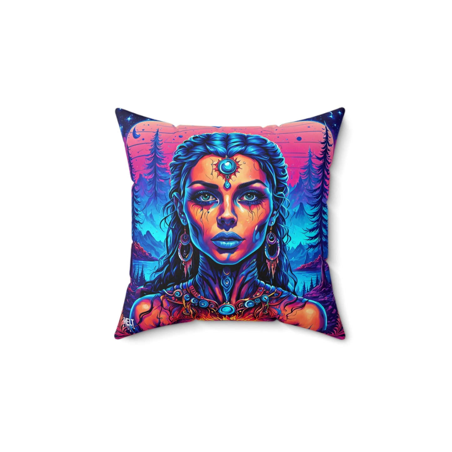 Serene Forest Spirit Queen Spun Polyester Square Pillow