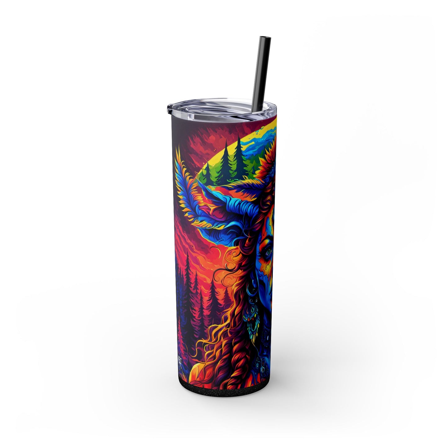 Verdant Forest Guardian Queen Skinny Tumbler with Straw, 20oz