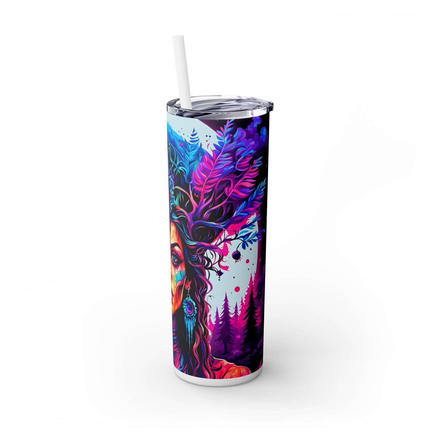 Mystical Enchanted Forest Protector Skinny Tumbler with Straw, 20oz