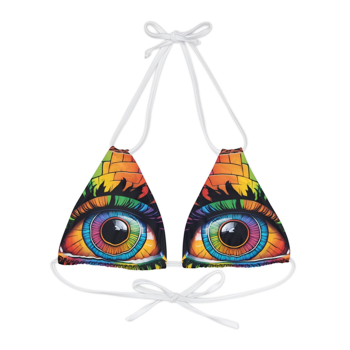 Hey There Strappy Triangle Bikini Top (AOP)