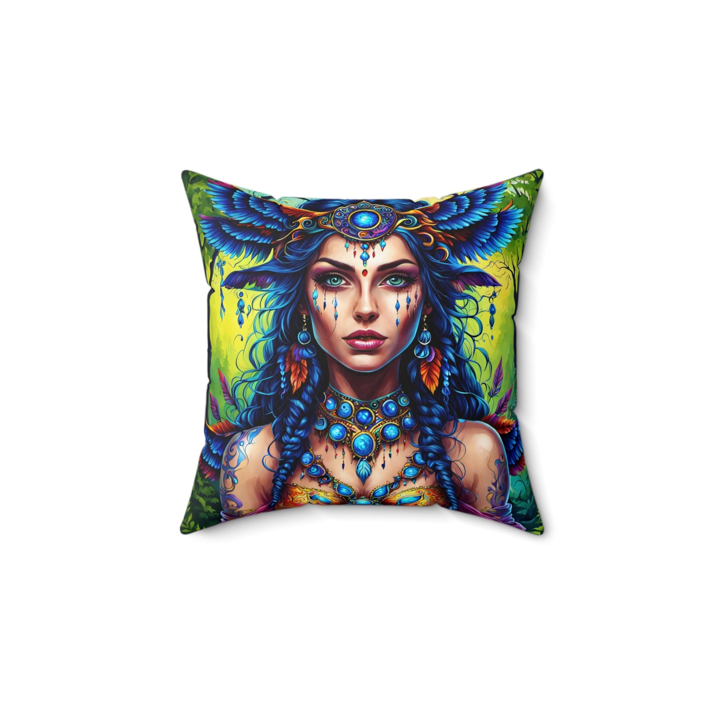 Enigmatic Forest Enchantress Spun Polyester Square Pillow