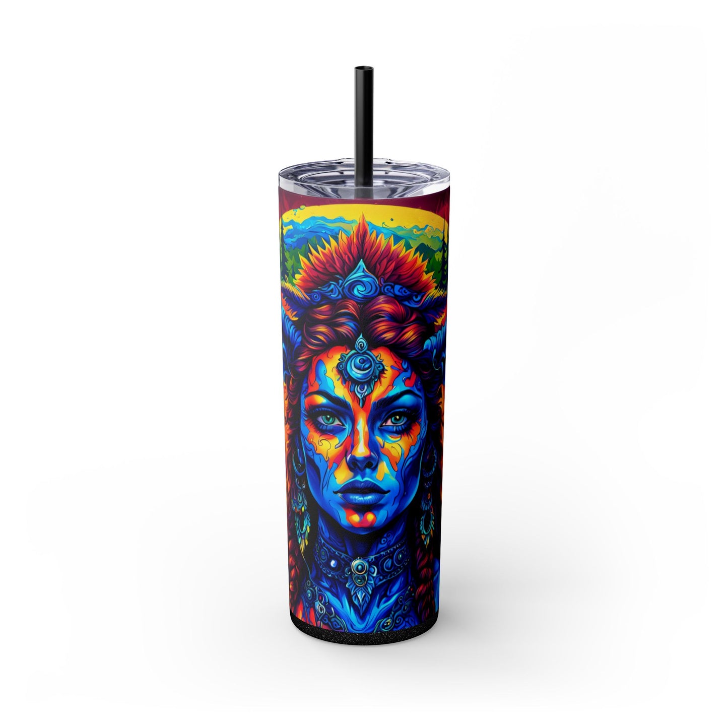 Verdant Forest Guardian Queen Skinny Tumbler with Straw, 20oz