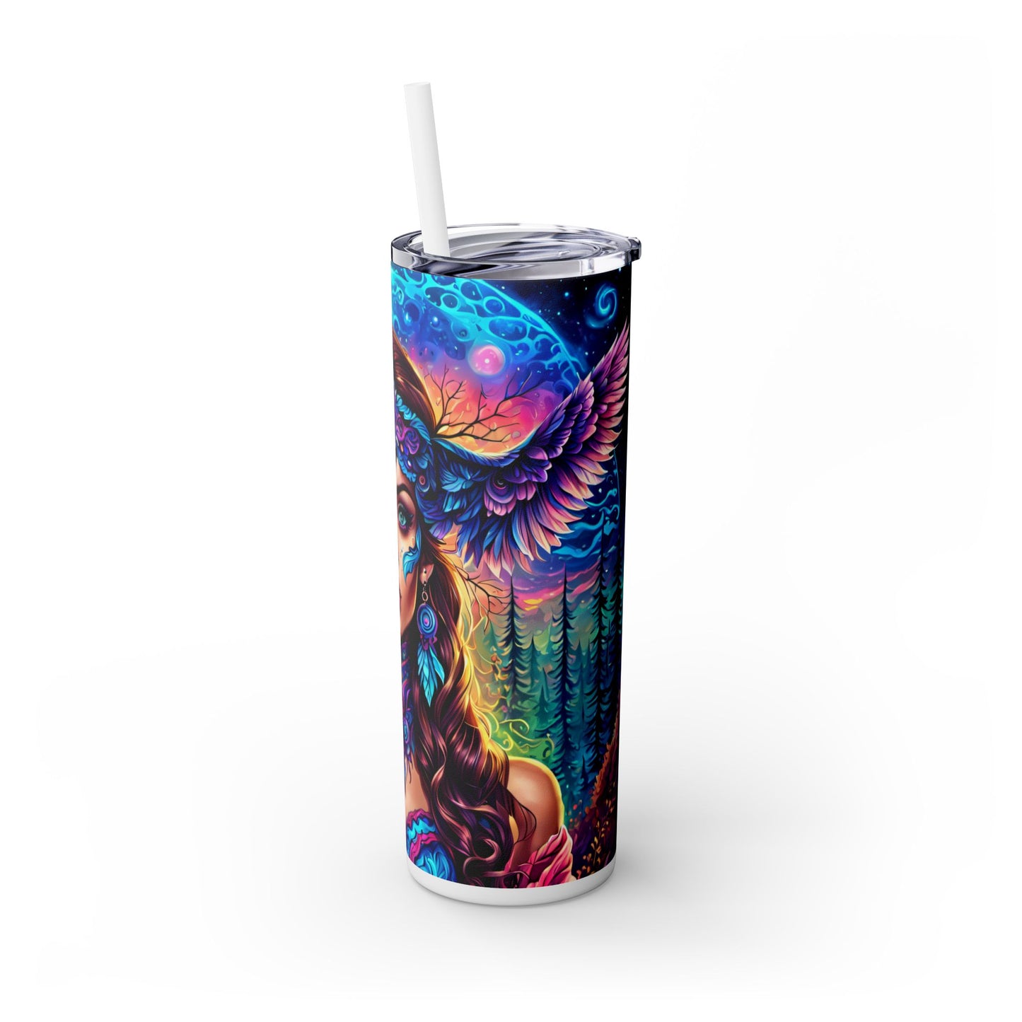 Enchanted Nebula Empress Skinny Tumbler with Straw, 20oz