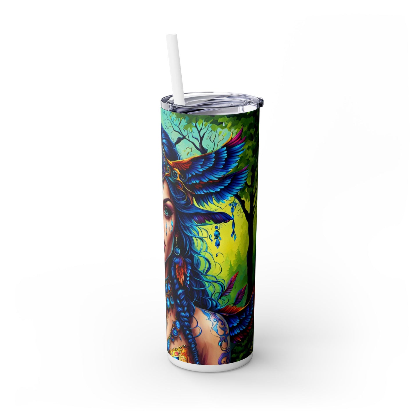 Enigmatic Forest Enchantress Skinny Tumbler with Straw, 20oz