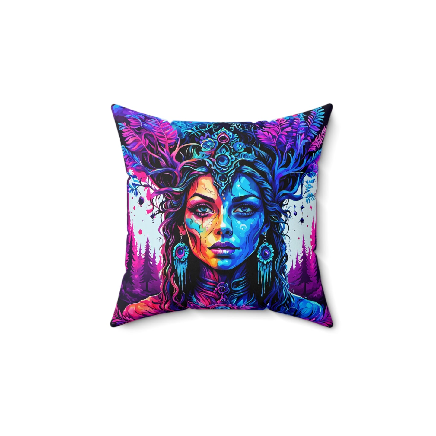 Mystical Enchanted Forest Protector Spun Polyester Square Pillow