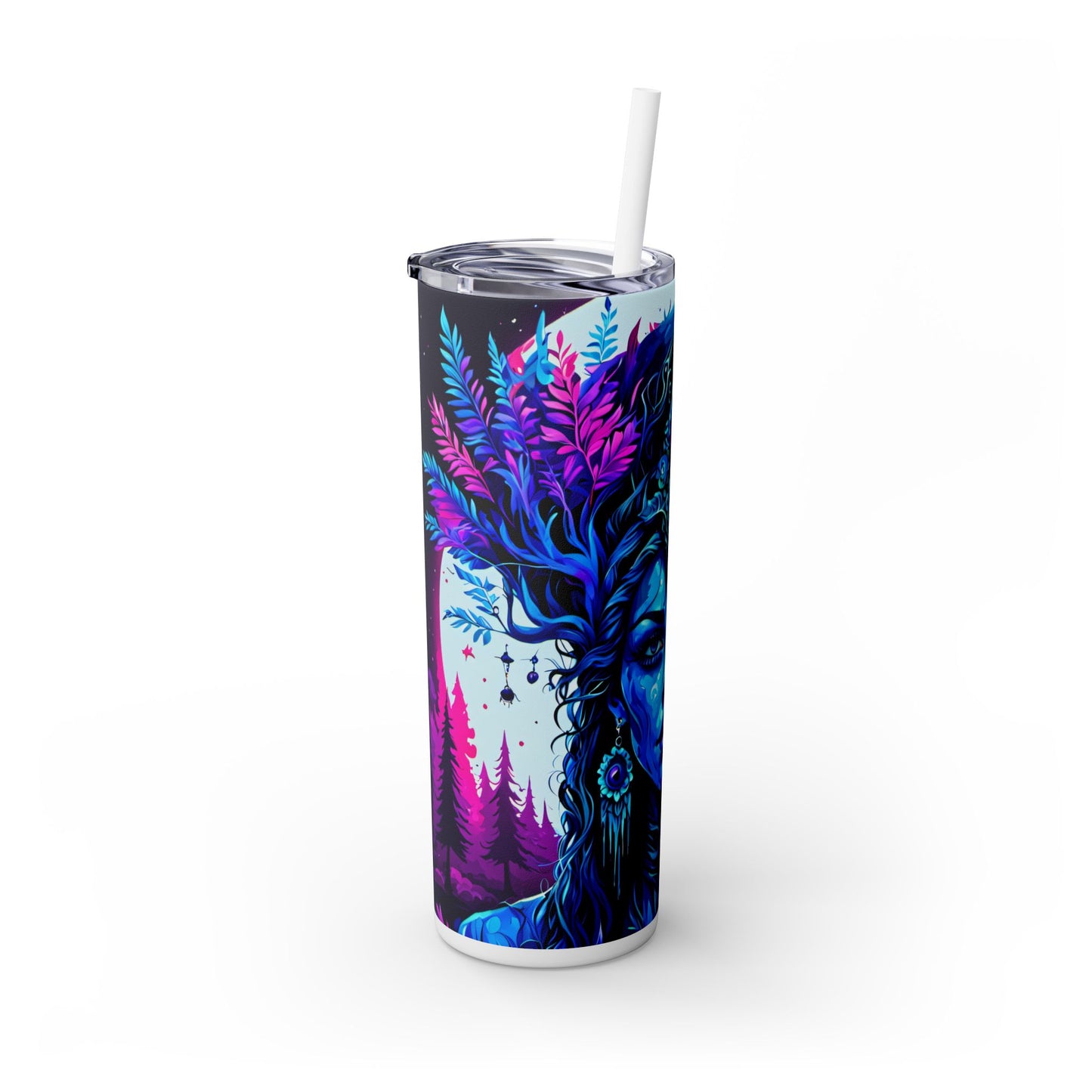 Mystical Enchanted Forest Protector Skinny Tumbler with Straw, 20oz