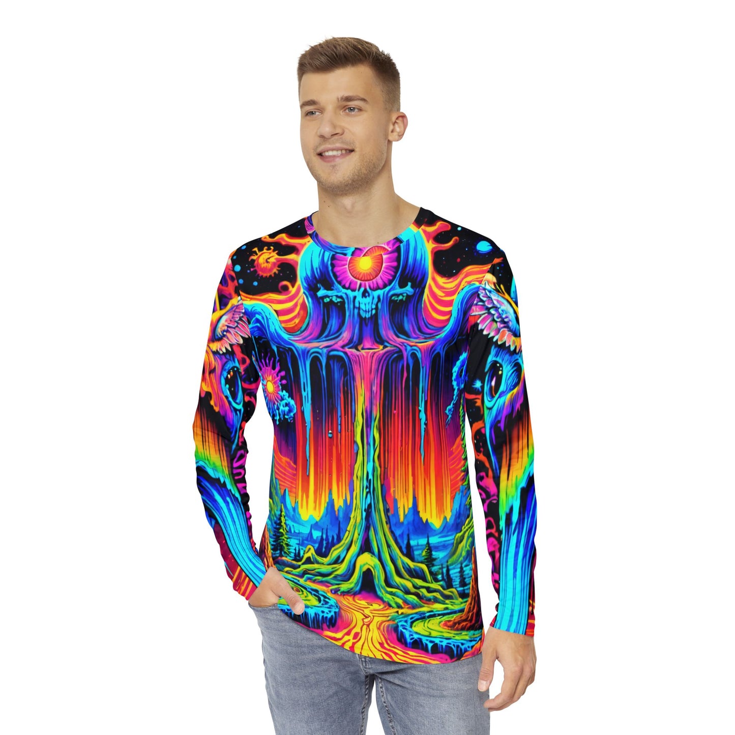 Psychedelic Guardian Men's Long Sleeve Shirt (AOP)