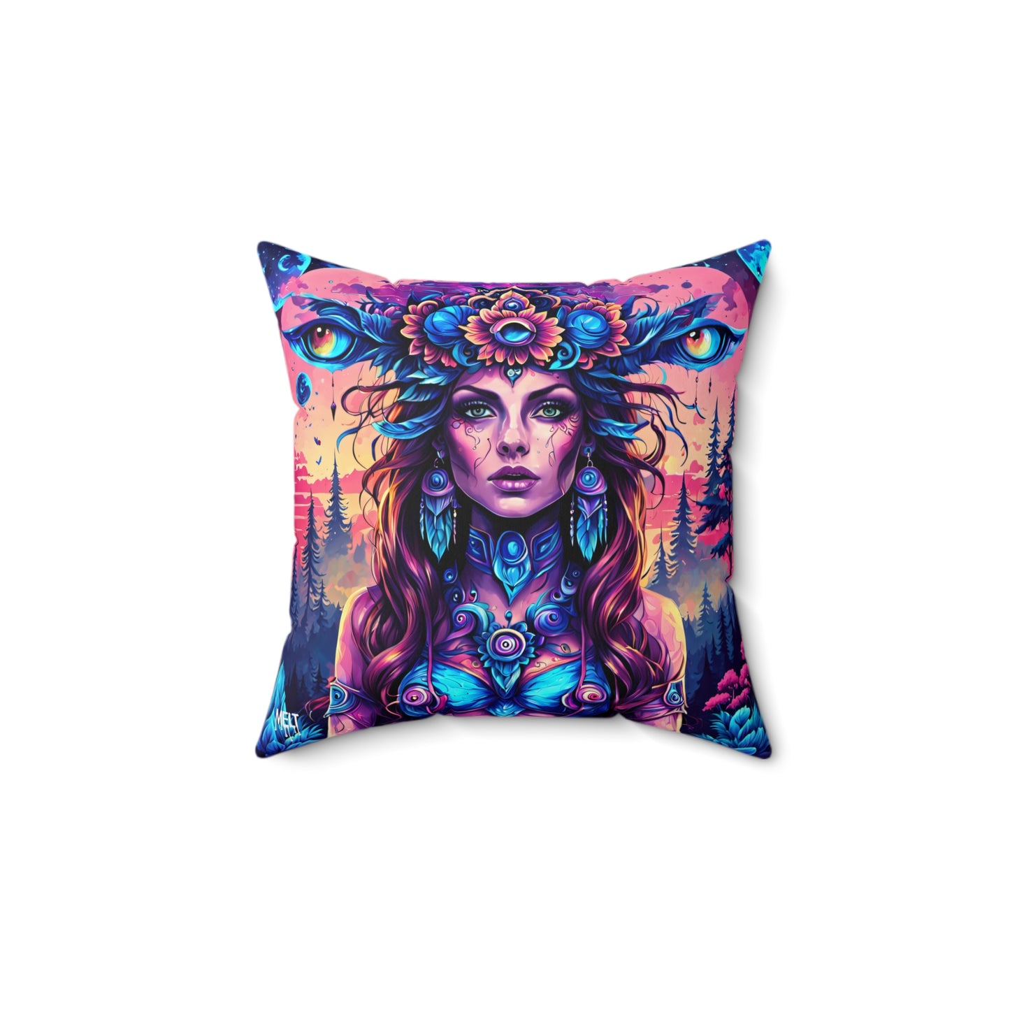 Psychedelic Nebula Empress Spun Polyester Square Pillow