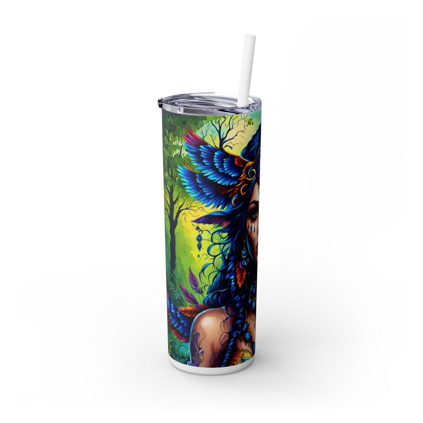 Enigmatic Forest Enchantress Skinny Tumbler with Straw, 20oz