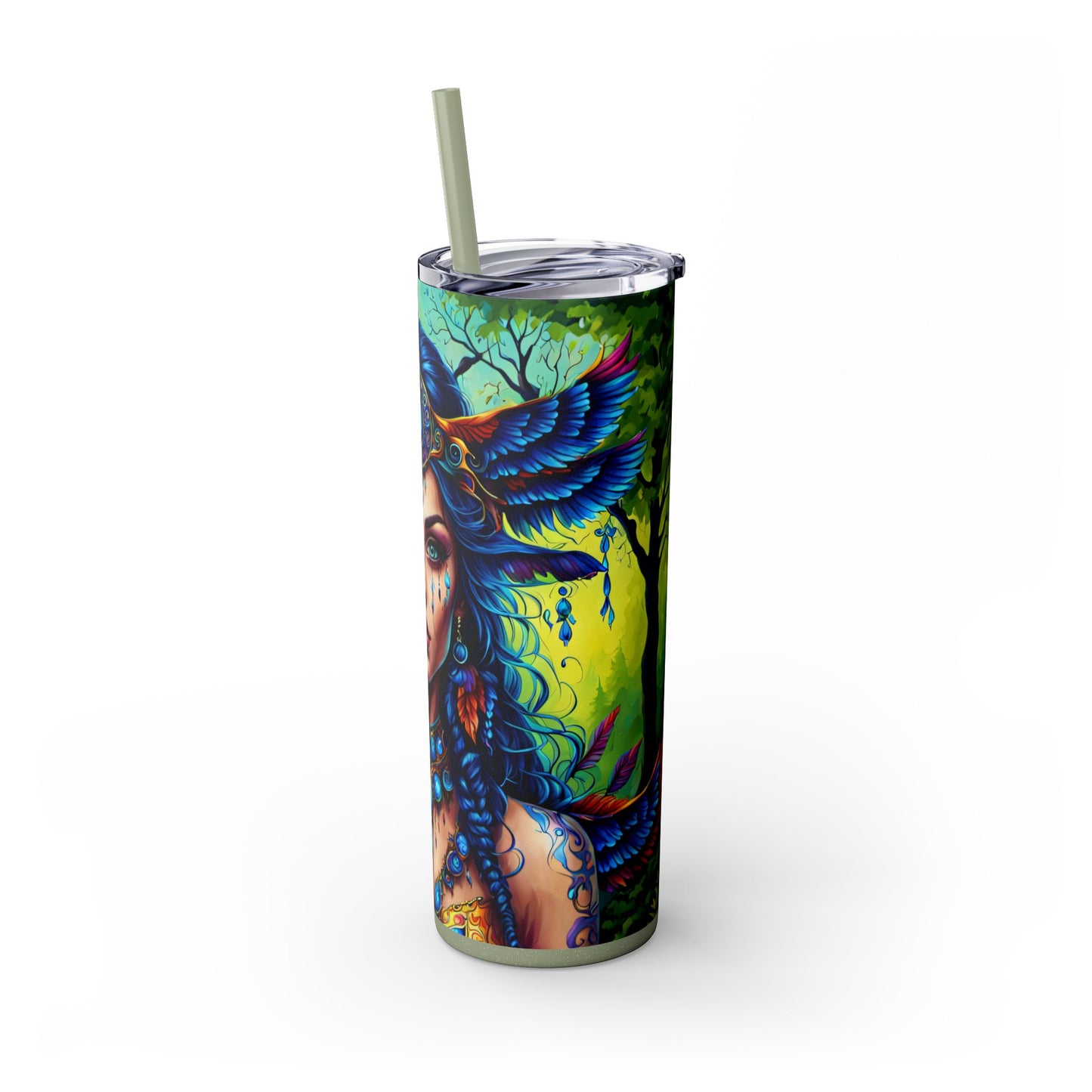 Enigmatic Forest Enchantress Skinny Tumbler with Straw, 20oz