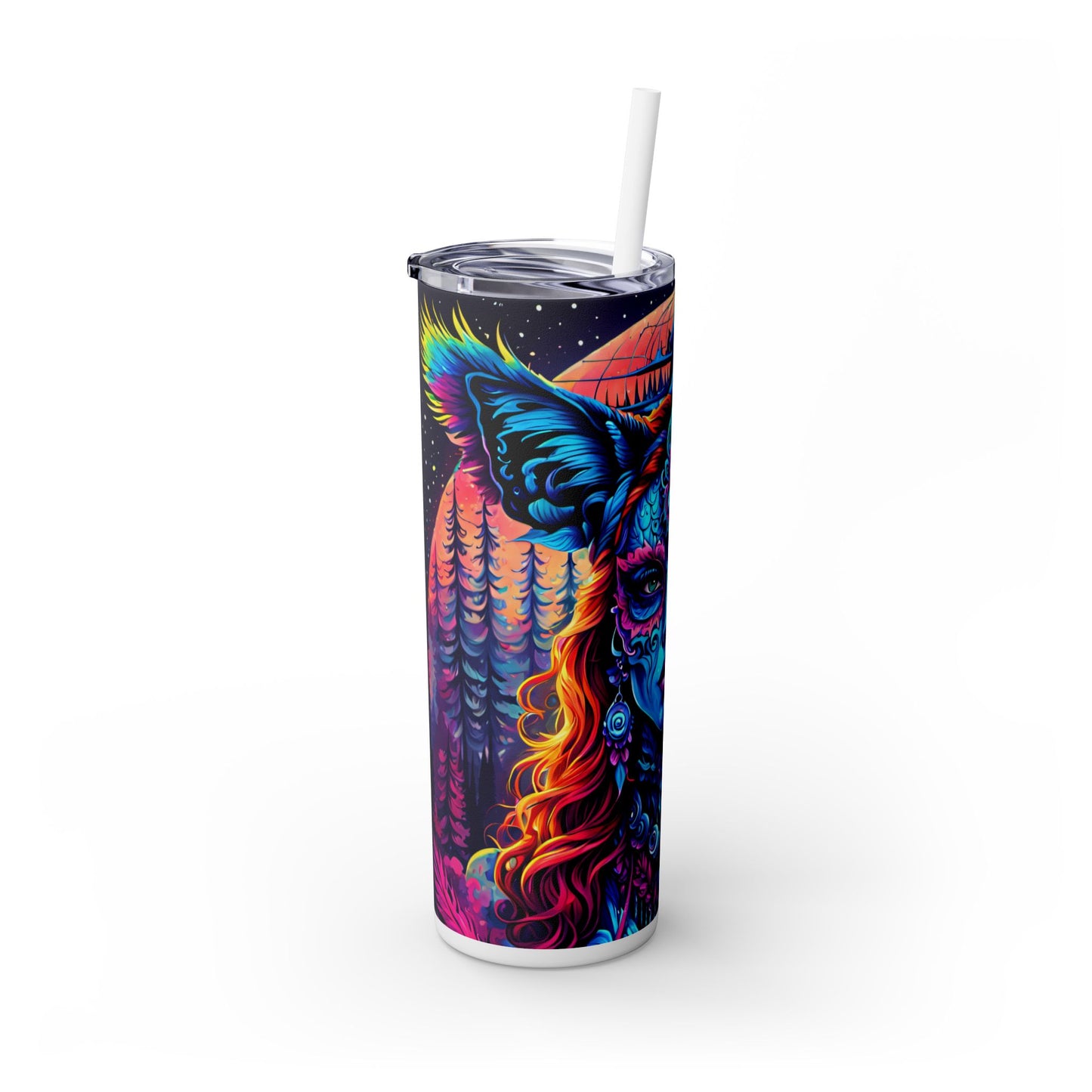 Hypnotic Mirage Queen Skinny Tumbler with Straw, 20oz