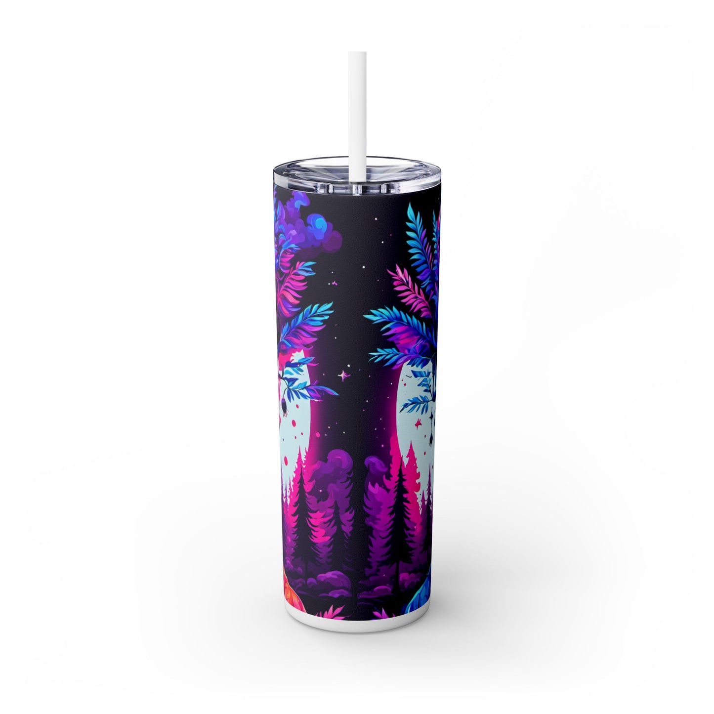 Mystical Enchanted Forest Protector Skinny Tumbler with Straw, 20oz