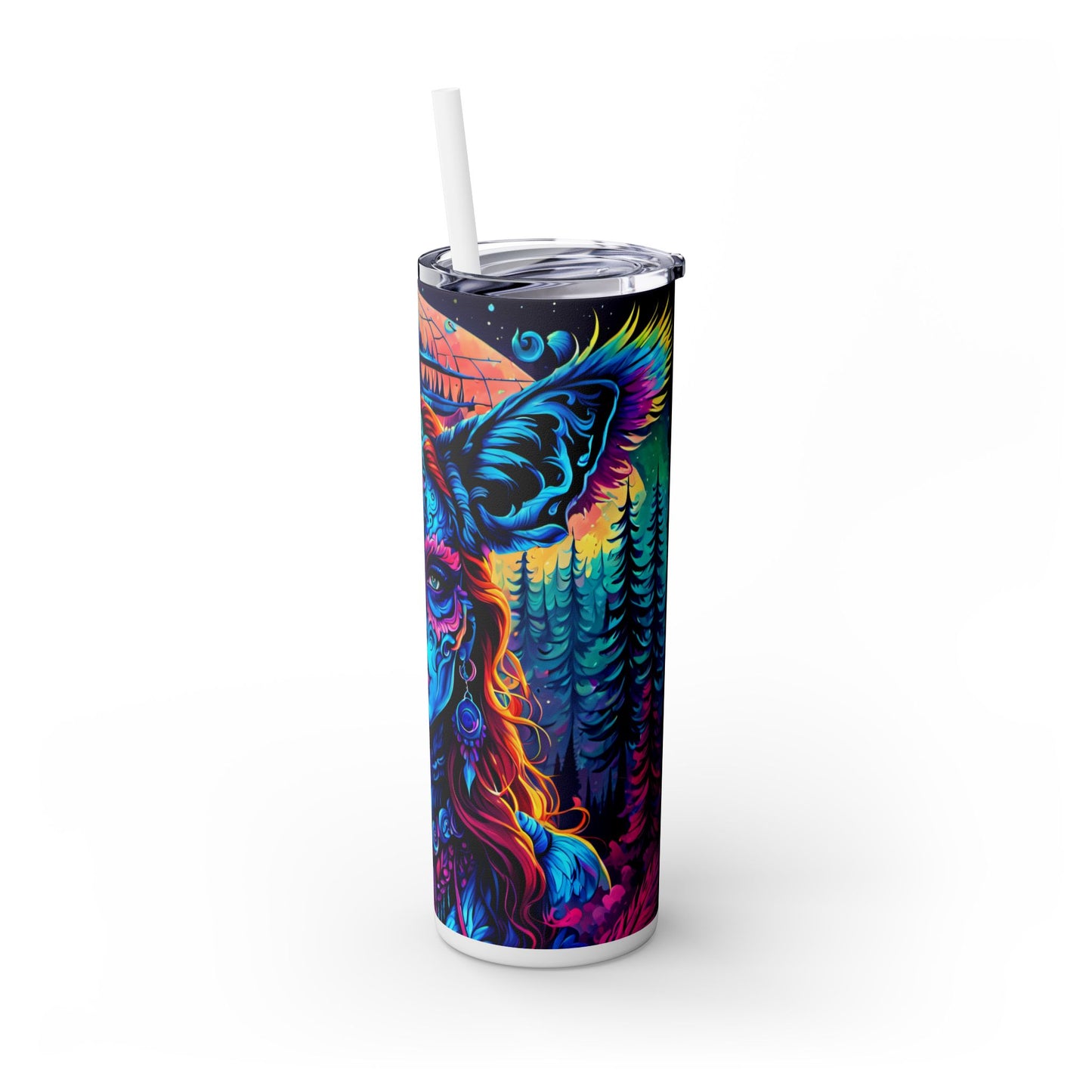 Hypnotic Mirage Queen Skinny Tumbler with Straw, 20oz