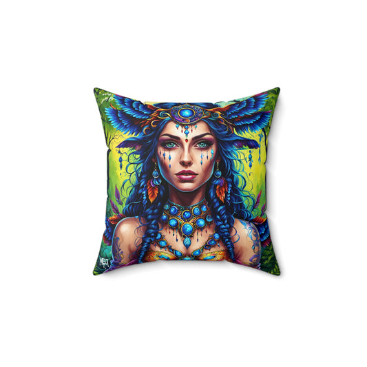 Enigmatic Forest Enchantress Spun Polyester Square Pillow